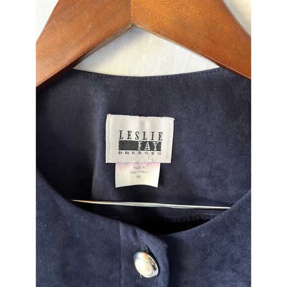 Vintage Leslie Faye Dress Top Separate - Navy - Velvet Feel - Size 16 - Picture 4 of 8